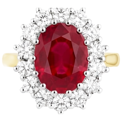 Oval Red Ruby With Natural Earth Mined Diamond Wedding Ring 4.75 Carats Gold 14K