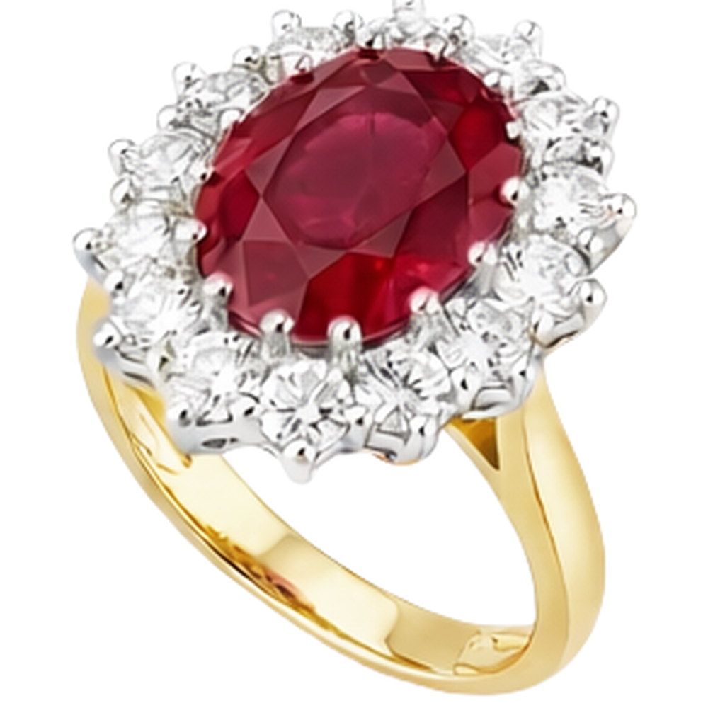 Oval Red Ruby With Natural Earth Mined Diamond Wedding Ring 4.75 Carats Gold 14K