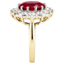 Oval Red Ruby With Natural Earth Mined Diamond Wedding Ring 4.75 Carats Gold 14K
