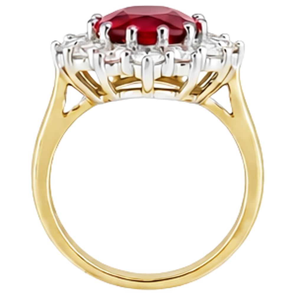 Oval Red Ruby With Natural Earth Mined Diamond Wedding Ring 4.75 Carats Gold 14K