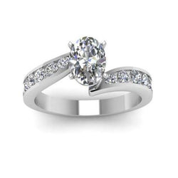 Oval & Round 3 Carats Real Diamond Wedding Ring White Gold 14K