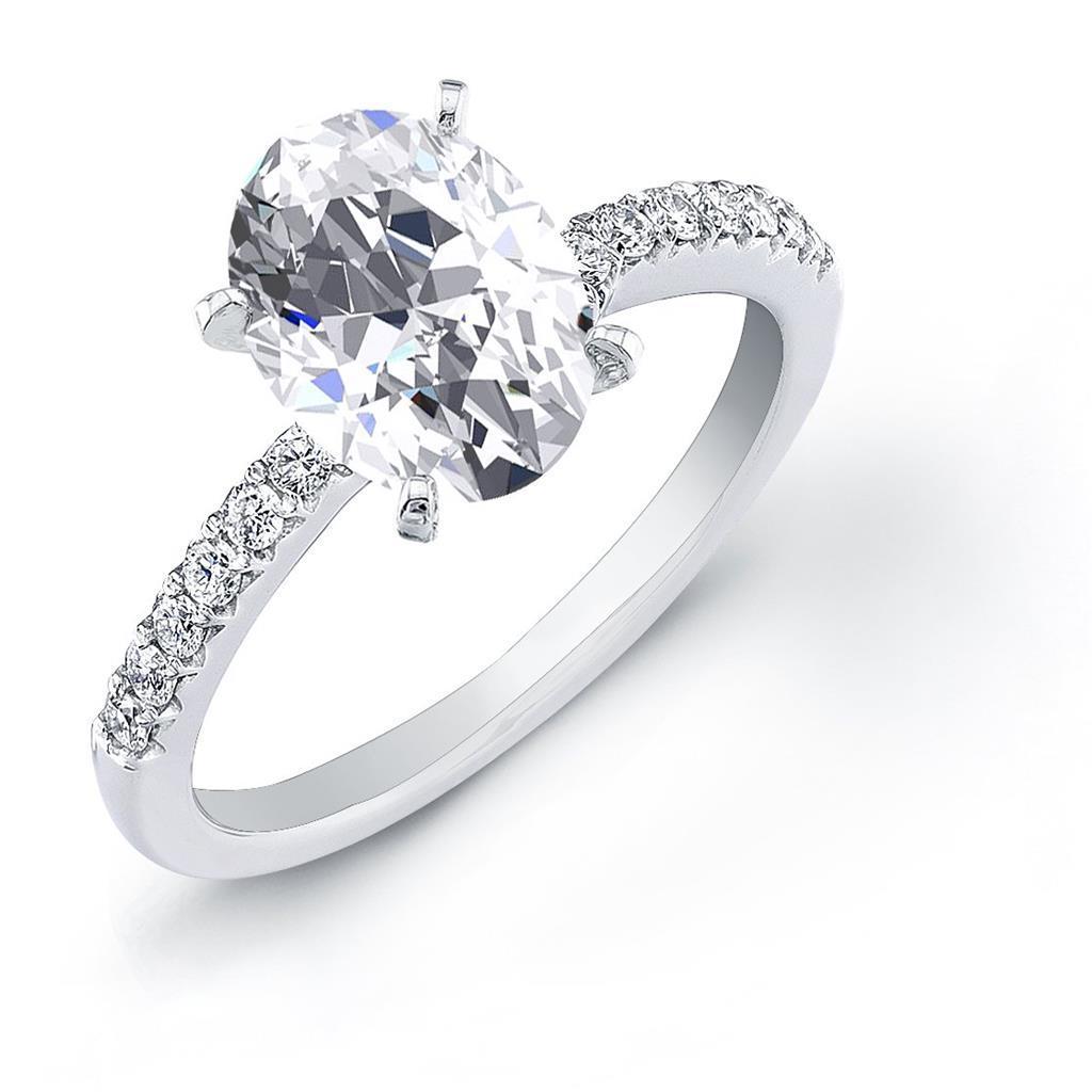 Oval & Round 3.50 Carats Natural Diamonds Engagement Ring White Gold