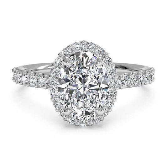 Oval & Round Genuine Genuine Diamond Engagement Ring Halo 2.30 Ct