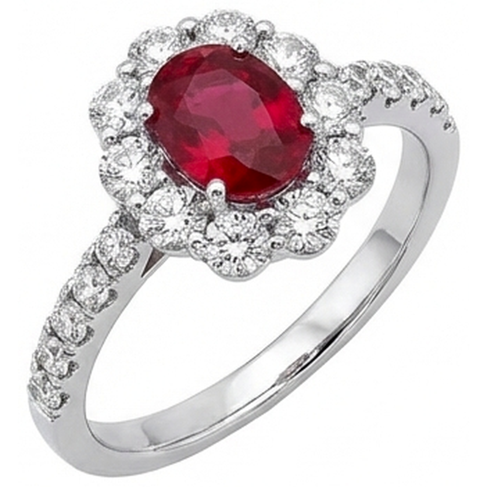 Oval Ruby 3.50 Carats Wedding Ring Prong Set White Gold 14K