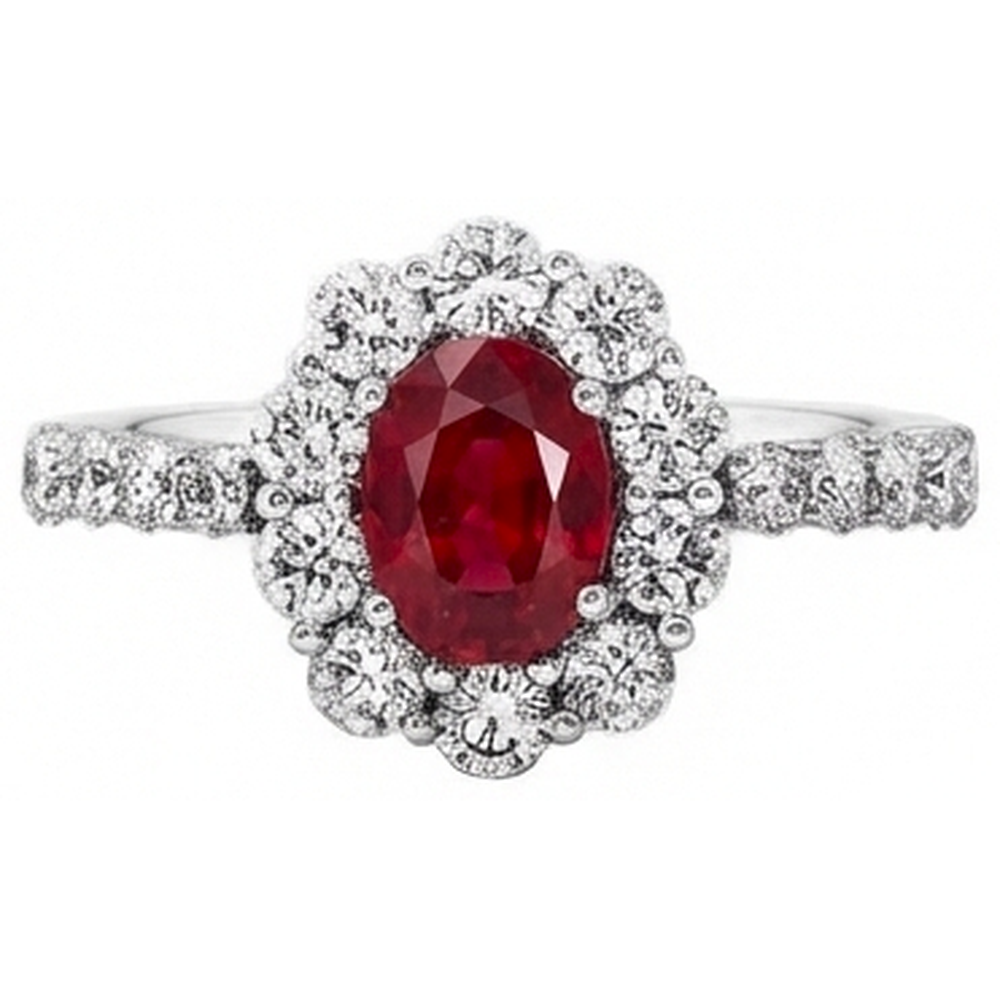 Oval Ruby 3.50 Carats Wedding Ring Prong Set White Gold 14K