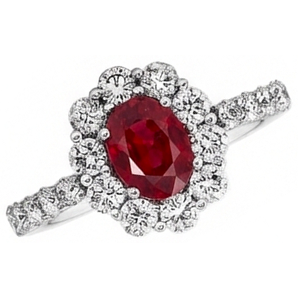 Oval Ruby 3.50 Carats Wedding Ring Prong Set White Gold 14K