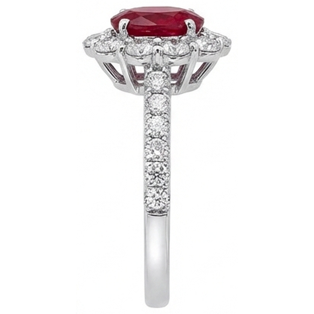 Oval Ruby 3.50 Carats Wedding Ring Prong Set White Gold 14K
