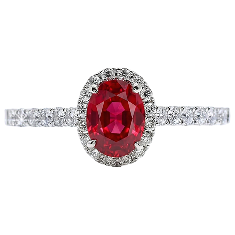 natural round ruby 3.70ct ring front view