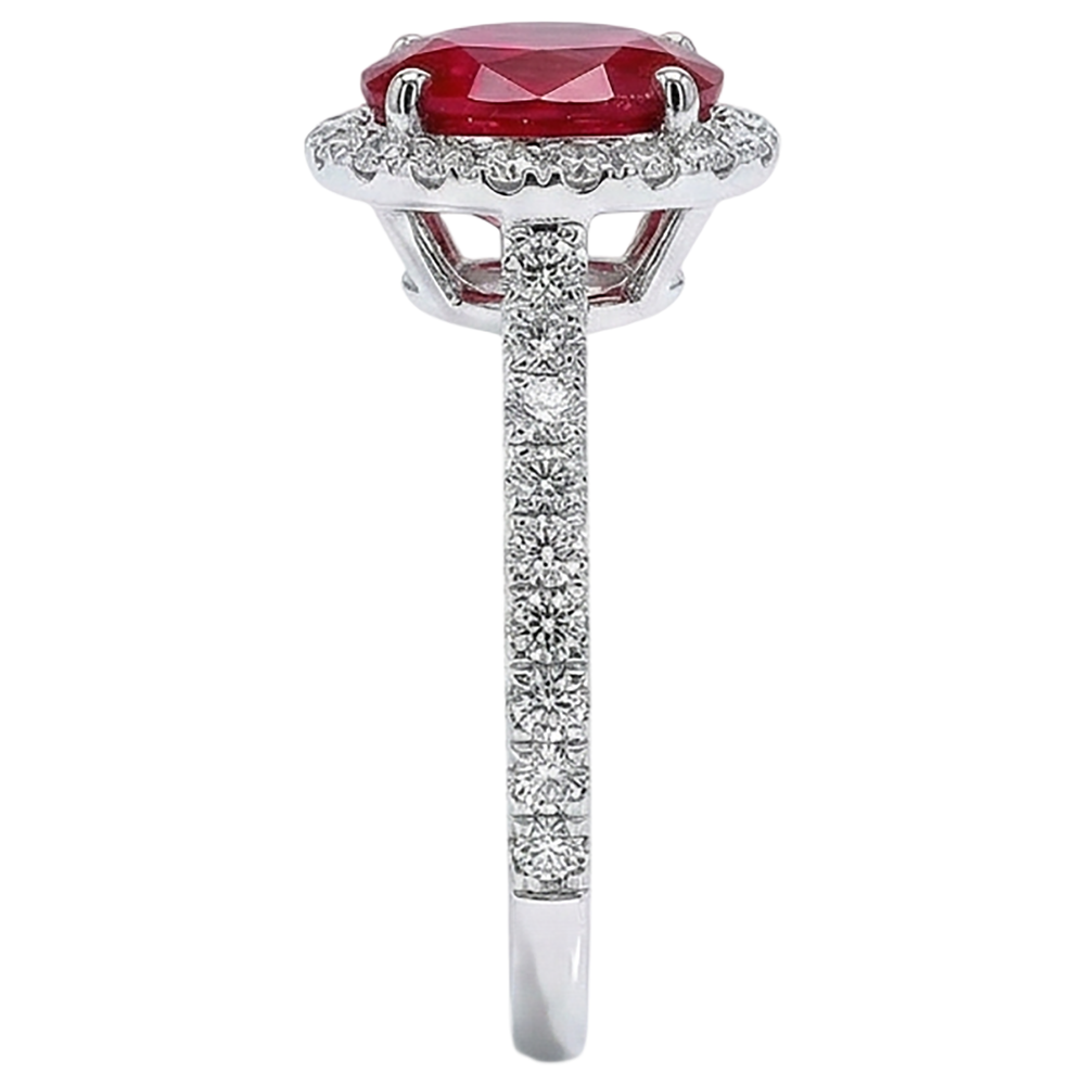 natural round ruby 3.70ct ring top view