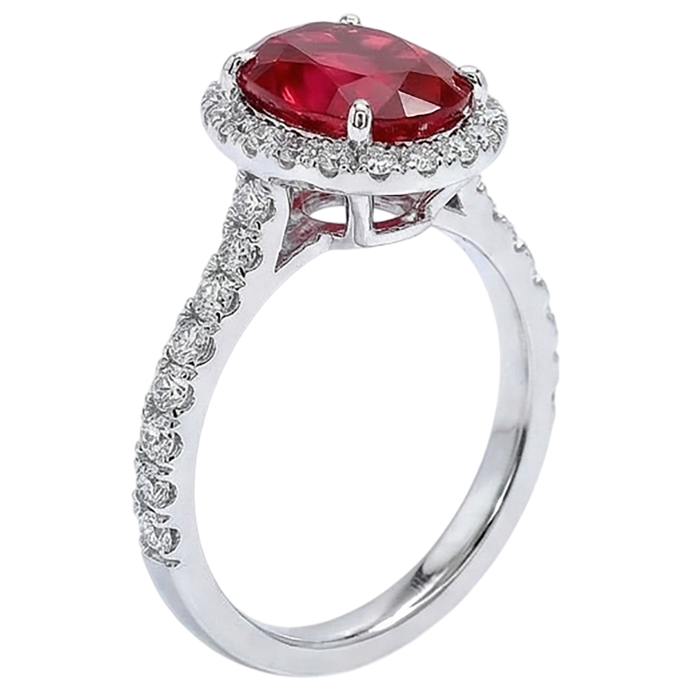 natural round ruby 3.70ct ring profile view