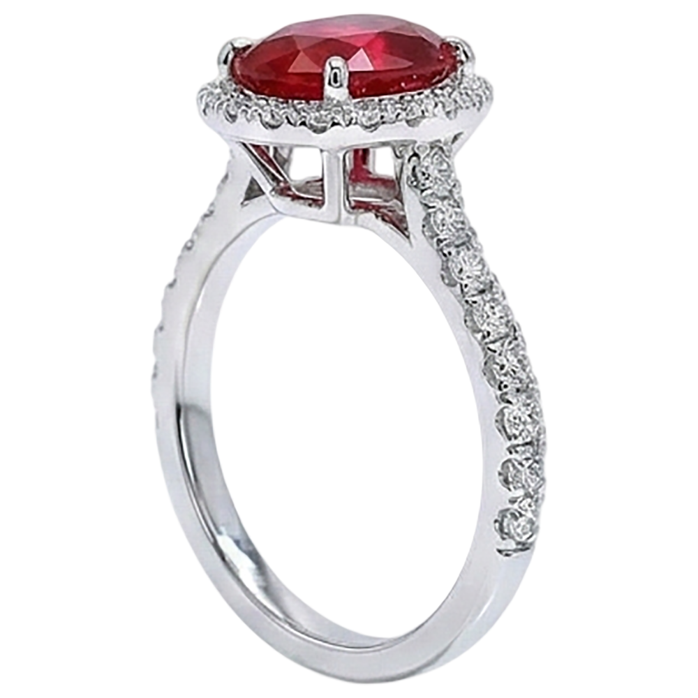 natural round ruby 3.70ct ring on white background