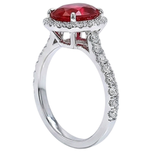 natural round ruby 3.70ct ring on white background