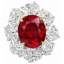 Oval Ruby With Natural Earth Mined Diamonds 6.10 Ct Wedding Ring Gold 14K