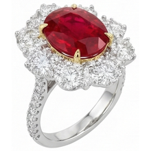 Oval Ruby With Natural Earth Mined Diamonds 6.10 Ct Wedding Ring Gold 14K