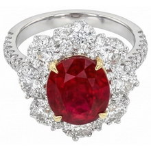 Oval Ruby With Natural Earth Mined Diamonds 6.10 Ct Wedding Ring Gold 14K