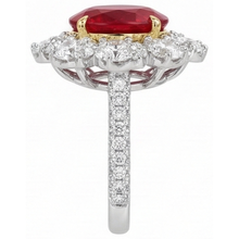 Oval Ruby With Natural Earth Mined Diamonds 6.10 Ct Wedding Ring Gold 14K