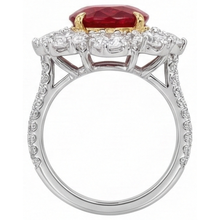Oval Ruby With Natural Earth Mined Diamonds 6.10 Ct Wedding Ring Gold 14K