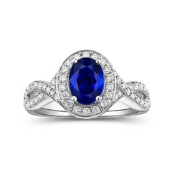 Oval Safir Sri Lanka Halo Ring