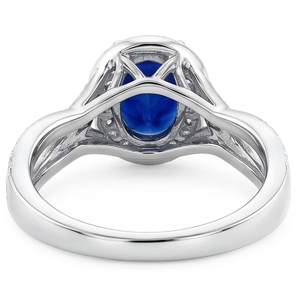 Oval Safir Sri Lanka Halo Ring