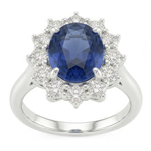 Oval Sapphire And Natural Earth Mined DIAMOND ( NOT LAB GROWN ) Fancy Ring 1.55 Carats White Gold 14K