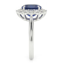 Oval Sapphire And Natural Earth Mined DIAMOND ( NOT LAB GROWN ) Fancy Ring 1.55 Carats White Gold 14K