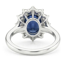Oval Sapphire And Natural Earth Mined DIAMOND ( NOT LAB GROWN ) Fancy Ring 1.55 Carats White Gold 14K