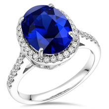 Oval Sapphire Engagement Ring With Natural Earth Mined Diamond Halo