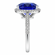 Oval Sapphire Engagement Ring With Natural Earth Mined Diamond Halo