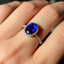 Oval Sapphire Engagement Ring With Natural Earth Mined Diamond Halo