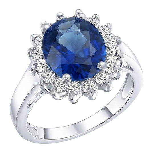 natural round sapphire 3.50ct ring front view