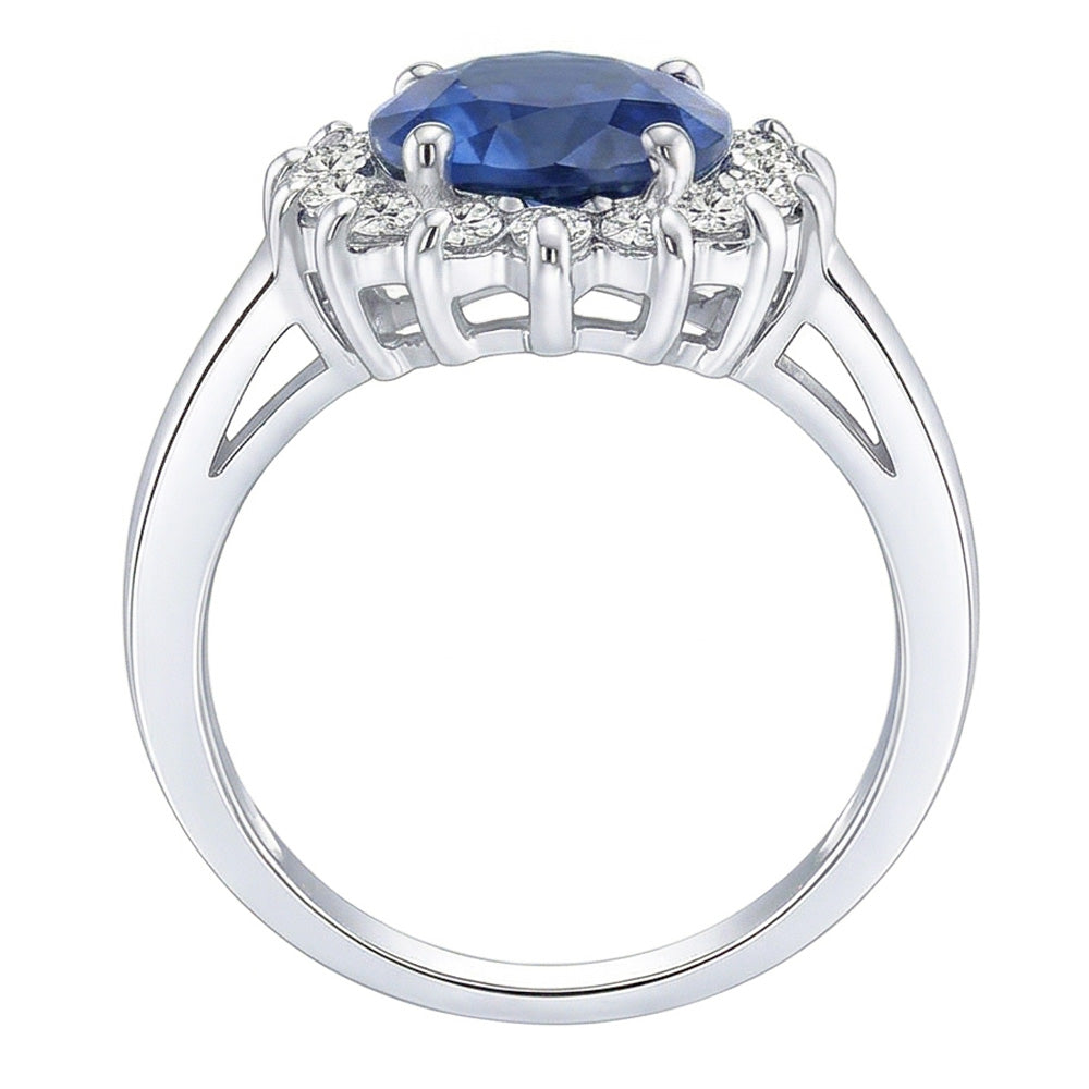 natural round sapphire 3.50ct ring top view