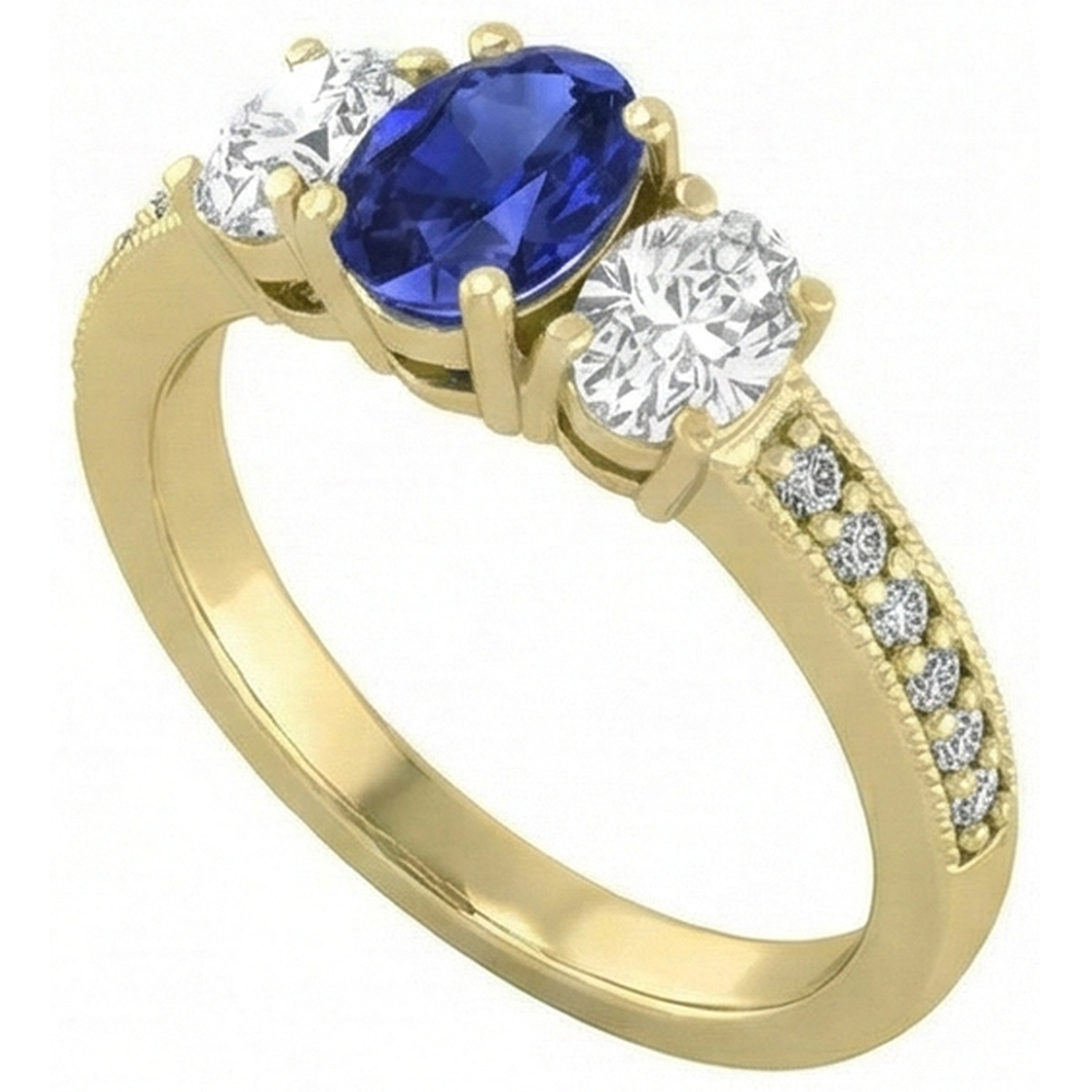 Oval Sapphire Gemstone Ring 3 Carats Ladies Sparkling Natural Earth Mined Diamond Jewellery