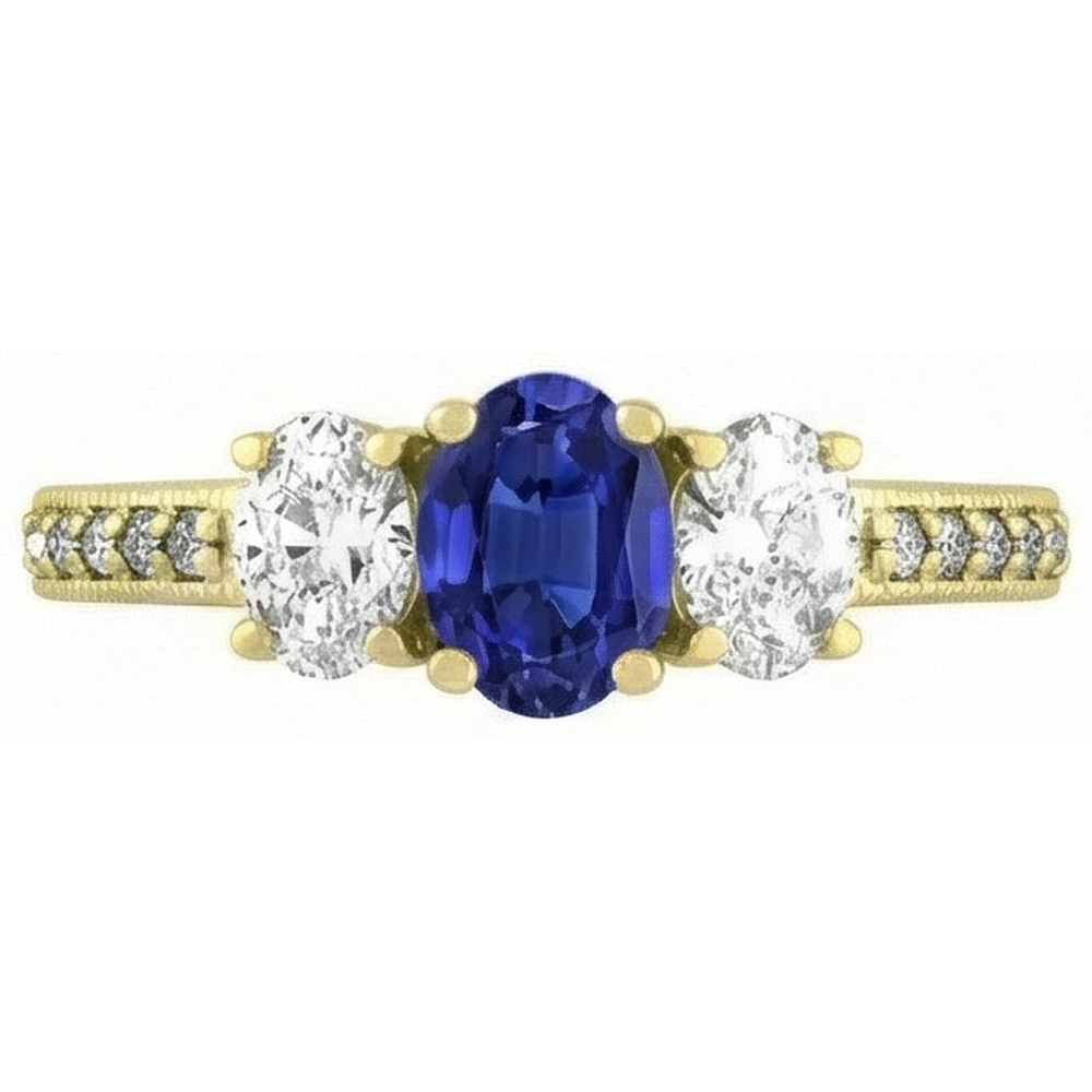Oval Sapphire Gemstone Ring 3 Carats Ladies Sparkling Natural Earth Mined Diamond Jewellery