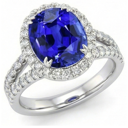 Natural Sapphire Ring 5ct - White Gold 14K