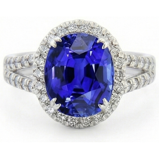 natural round sapphire 5ct ring side angle