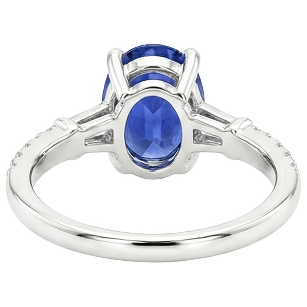Oval Sapphire Natural Earth Mined DIAMOND ( NOT LAB GROWN ) Ring