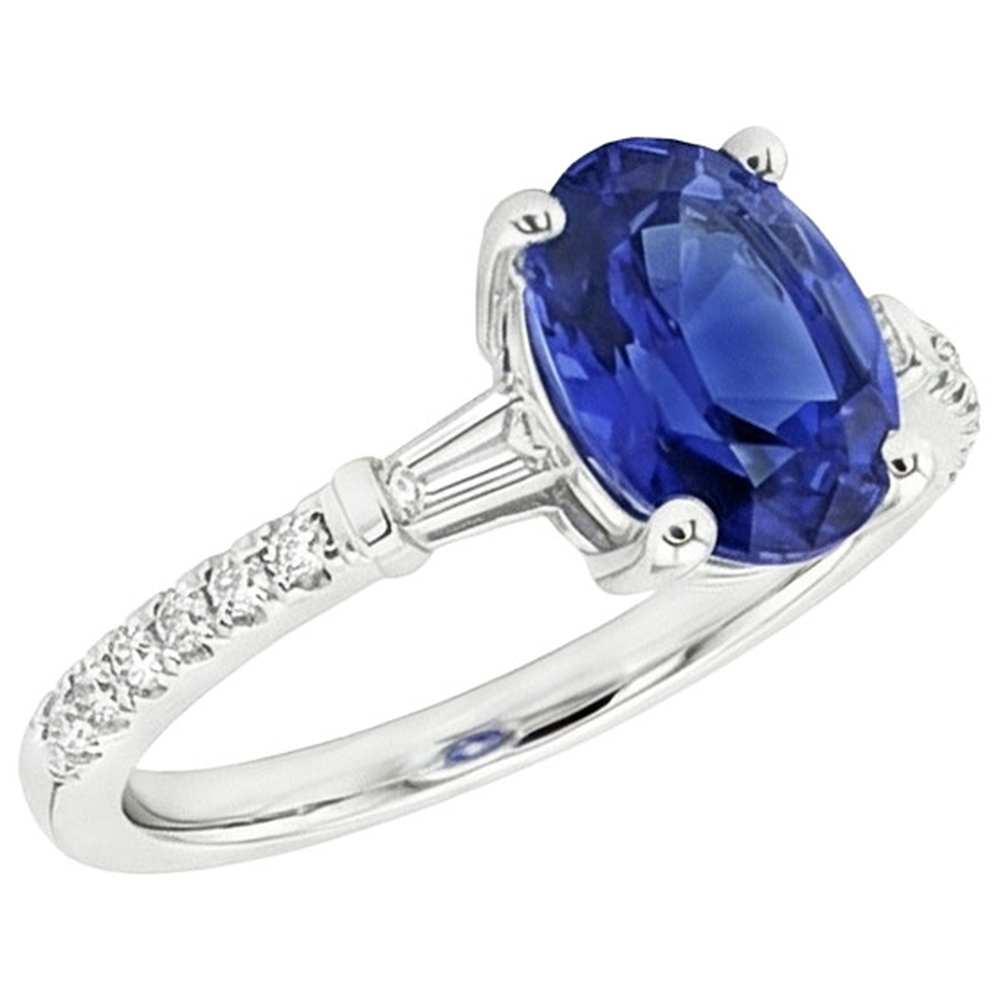 Oval Sapphire Natural Earth Mined DIAMOND ( NOT LAB GROWN ) Ring