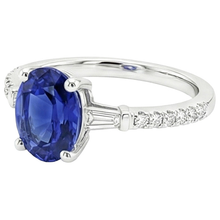 Oval Sapphire Natural Earth Mined DIAMOND ( NOT LAB GROWN ) Ring