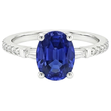 Oval Sapphire Natural Earth Mined DIAMOND ( NOT LAB GROWN ) Ring