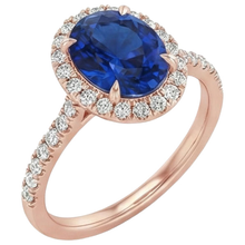 Oval Sapphire Natural Earth Mined Diamond Gemstone Ring 8 Carats Jewellery Rose Gold 14K