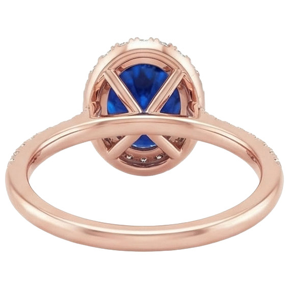 Oval Sapphire Natural Earth Mined Diamond Gemstone Ring 8 Carats Jewellery Rose Gold 14K