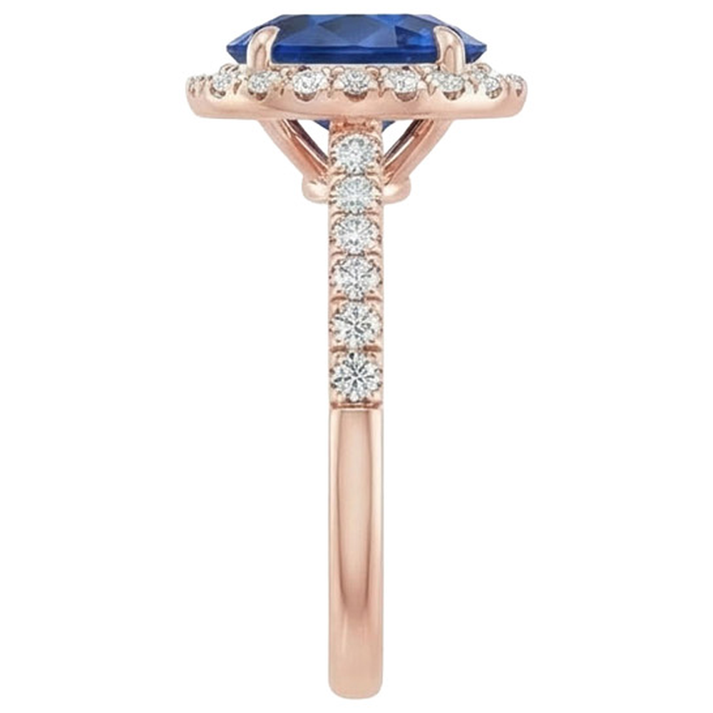 Oval Sapphire Natural Earth Mined Diamond Gemstone Ring 8 Carats Jewellery Rose Gold 14K