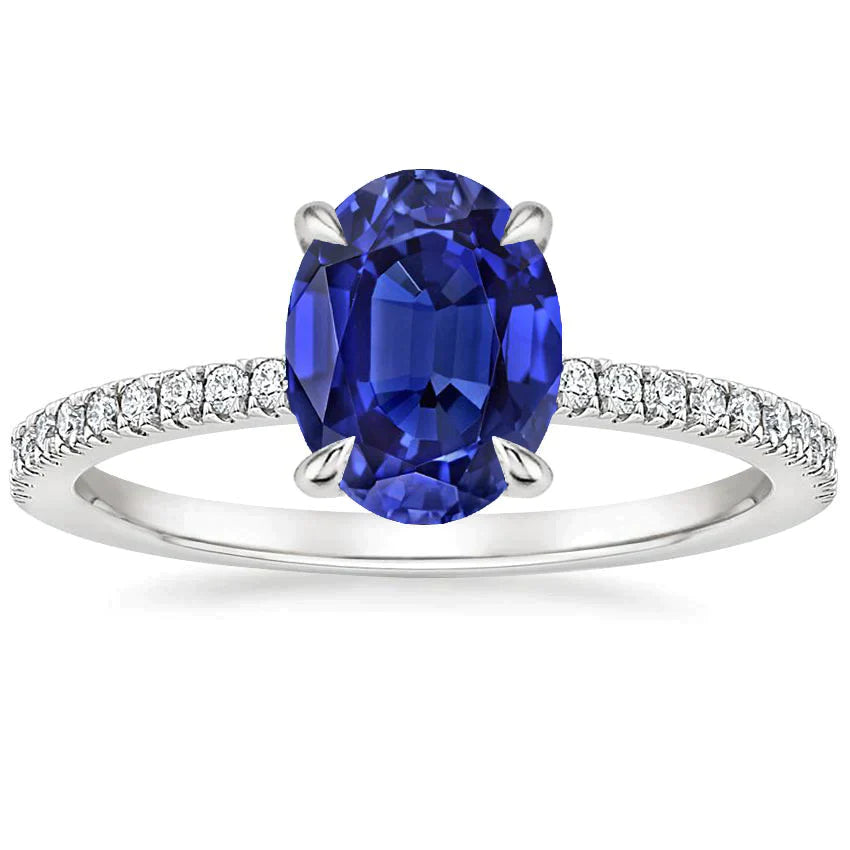 Oval Sapphire Ring With Round Diamonds