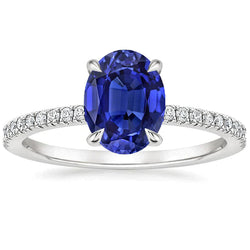 Oval Sapphire Ring With Round Diamonds