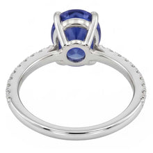 Oval Sapphire Ring With Round Natural Earth Mined DIAMOND ( NOT LAB GROWN )s