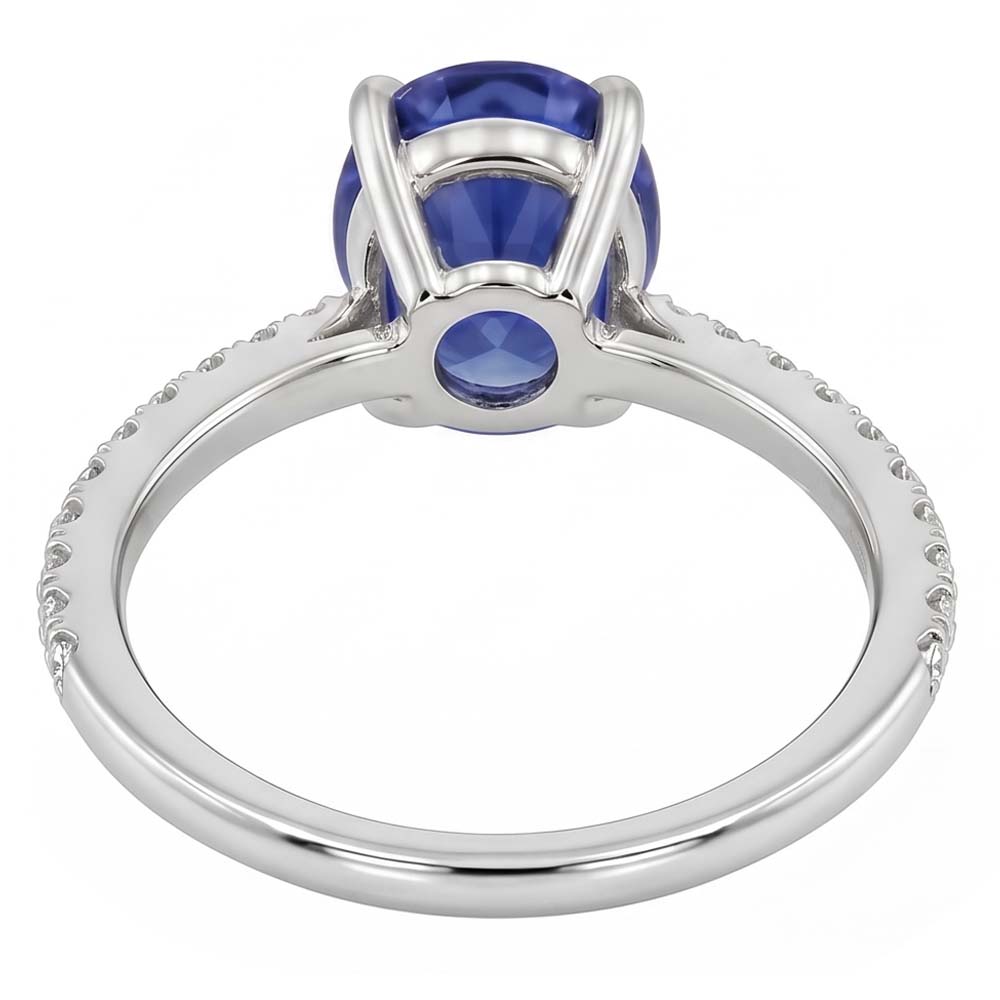 Oval Sapphire Ring With Round Natural Earth Mined DIAMOND ( NOT LAB GROWN )s