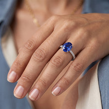 Oval Sapphire Ring With Round Natural Earth Mined DIAMOND ( NOT LAB GROWN )s