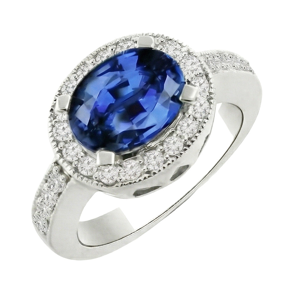natural round sapphire 3ct ring side angle