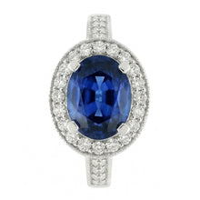 natural round sapphire 3ct ring close up detail