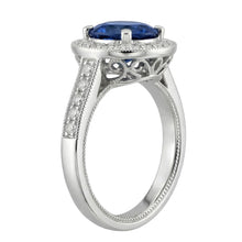 natural round sapphire 3ct ring top view